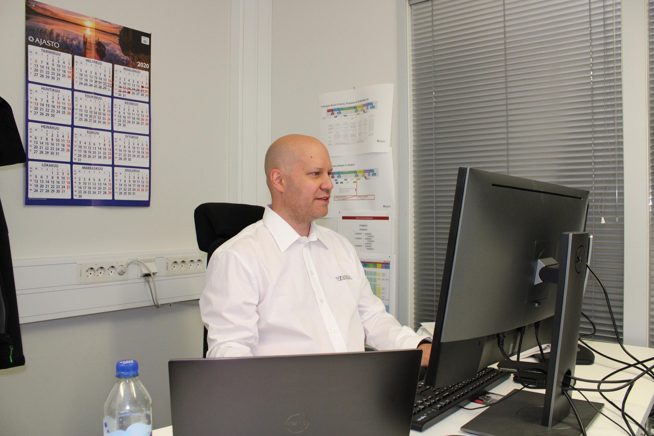 A large part of Platform Lead Engineer Jussi Lappi’s workday is spent in the office and attending meetings.